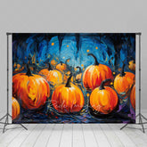Aperturee Aperturee Abstract Pumpkin Patch Oil Painting Backdrop Moody Blue and Orange Halloween Fine Art Style Photography Prop